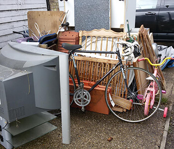 Pile of rubbish after a house clearance in London